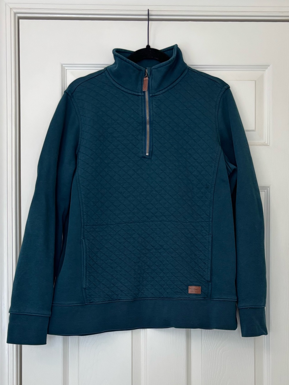L.L. Bean Cotton Blend Quilted Quarter Zip Pullover with Front Pocket